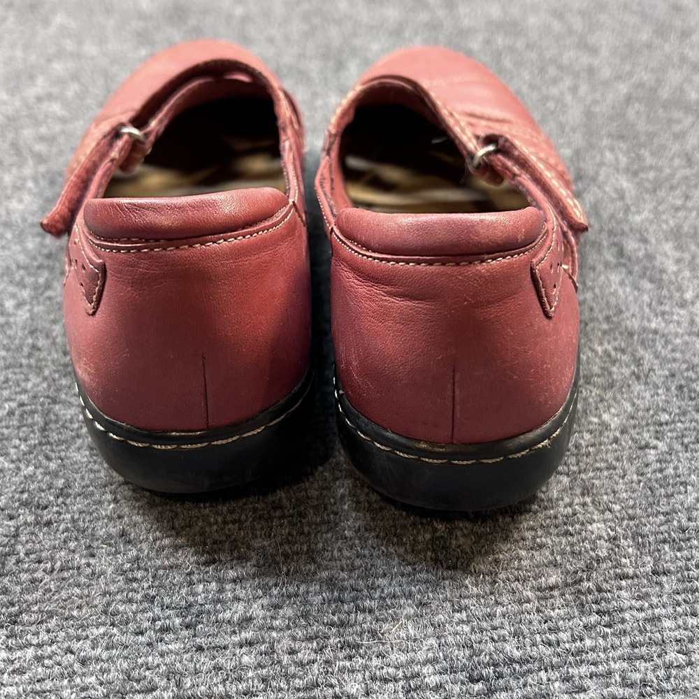 Clarks Ashland Spin Red Leather Mary Jane Flats 9W Comfort Straps 65651 - Picture 4 of 8